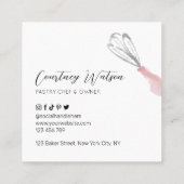 Bakkerij banketbakker Logo roze Waterverf Catering Vierkante Visitekaartje (Achterkant)