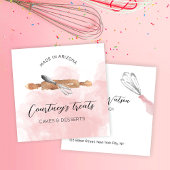 Bakkerij banketbakker Logo roze Waterverf Catering Vierkante Visitekaartje