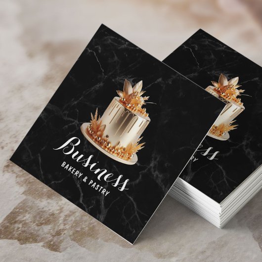 Bakkerij & banketbakker Modern Goud Icing Cake Mar Vierkante Visitekaartje