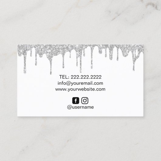 Bakkerij banketbakker Modern zilver druppels baby  Visitekaartje (Achterkant)