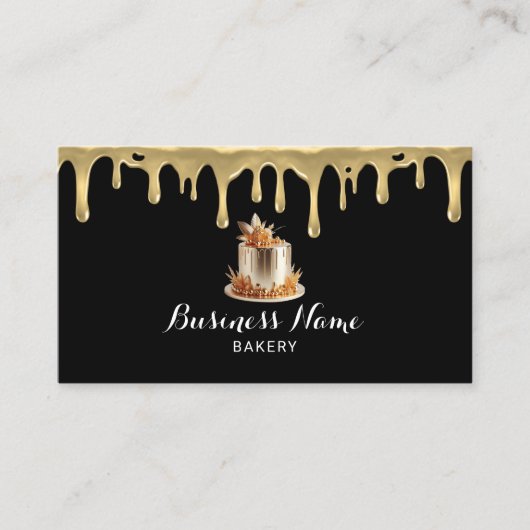 Bakkerij banketbakker moderne gouden druppeltaart  visitekaartje (Voorkant)