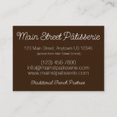 Bakkerij banketbakker Patisserie Religieuse Choux  Visitekaartje (Achterkant)