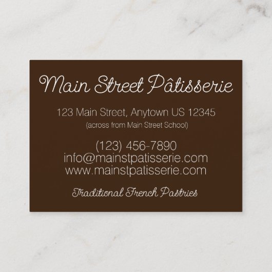 Bakkerij banketbakker Patisserie Religieuse Choux Visitekaartje (Achterkant)