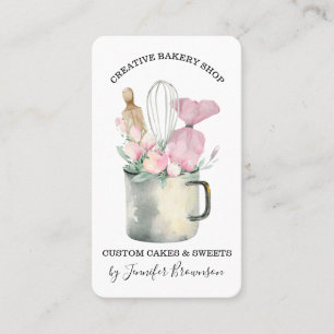 Bakkerij Banketbakker Roze Bloemen Boho chic Visitekaartje