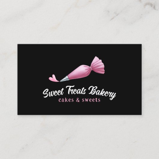 Bakkerij banketbakker Schattige Roze Piping Bag &  Visitekaartje (Voorkant)