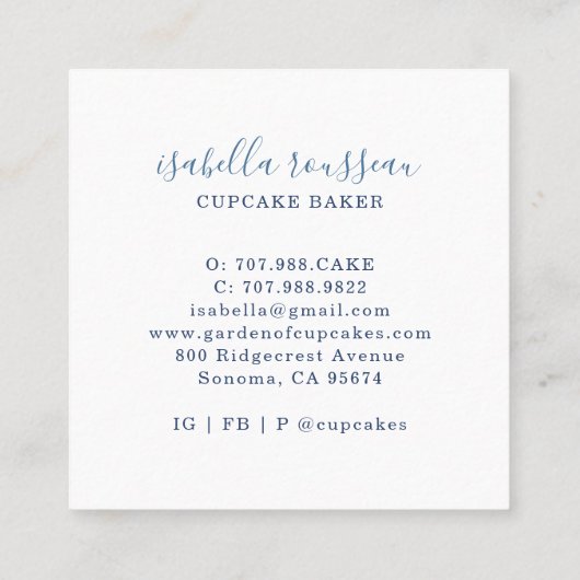 Bakkerij banketbakker Waterverf cupcake bakker Vierkante Visitekaartje (Achterkant)