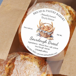 Bakkerij Basket van brood en tarwe Ingrediënten Ronde Sticker
