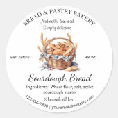 Bakkerij Basket van brood en tarwe Ingrediënten Ronde Sticker (Voorkant)