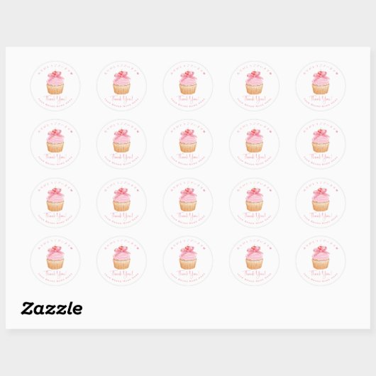 Bakkerij Bedankt Cupcake Coquette Schattige Roze B Ronde Sticker (Vel)