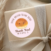 Bakkerij Bedankt Schattige Brood Smile Face Blush Ronde Sticker