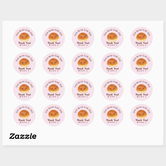 Bakkerij Bedankt Schattige Brood Smile Face Blush Ronde Sticker (Vel)