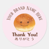 Bakkerij Bedankt Schattige Brood Smile Face Blush Ronde Sticker (Voorkant)