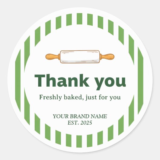 Bakkerij Bedankt Sticker - Aangepast Bakontwerp (Voorkant)