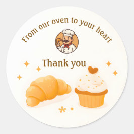 Bakkerij Bedankt Sticker  Aangepast Chef Logo Ontw