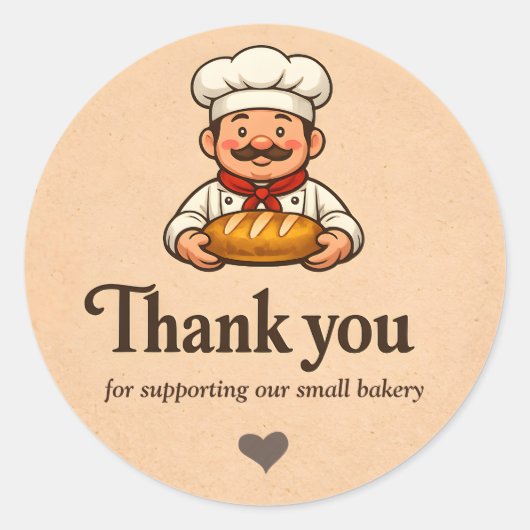 Bakkerij Bedankt Sticker - Aangepast Chef Ontwerp (Voorkant)