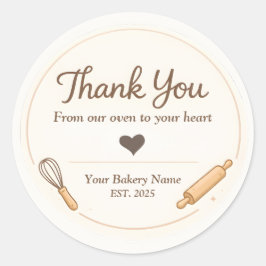 Bakkerij Bedankt Sticker - Aangepast Crème Design