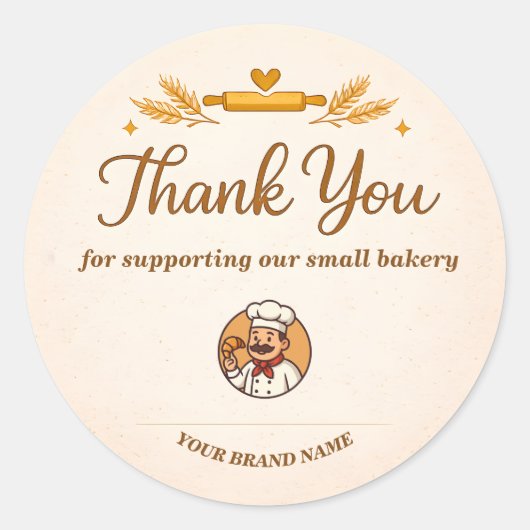 Bakkerij Bedankt Sticker - Aangepast Rustiek Ontwe (Voorkant)