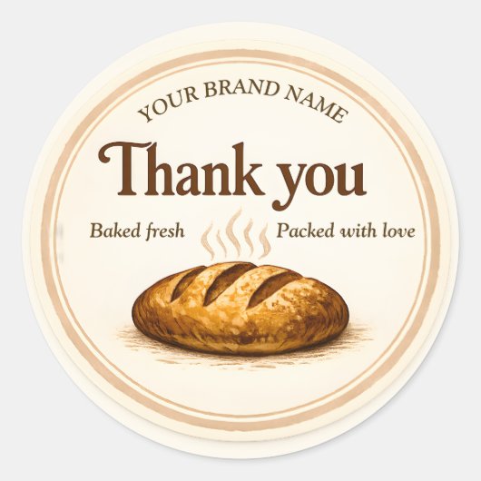 Bakkerij Bedankt Sticker - Ontwerp van een Brood (Voorkant)