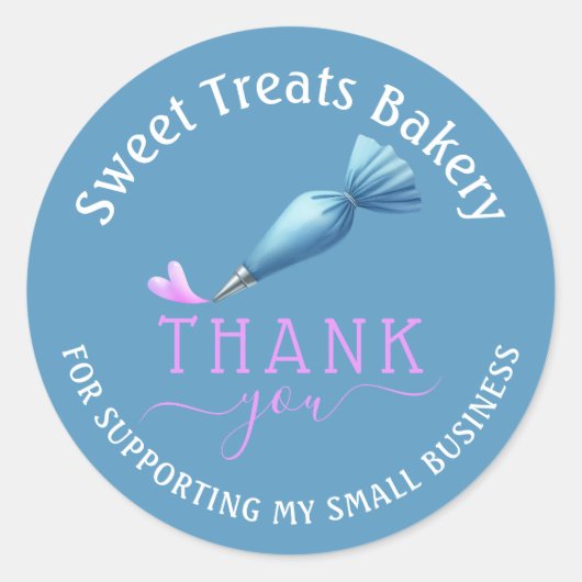 Bakkerij Bedankt voor uw bestelling Elegant Blue Ronde Sticker (Voorkant)