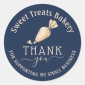 Bakkerij Bedankt voor uw bestelling Modern Navy & Ronde Sticker (Voorkant)