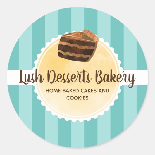 Bakkerij Bedrijf Blauwgroen Blauwe Cake Bakkerij V Ronde Sticker (Voorkant)