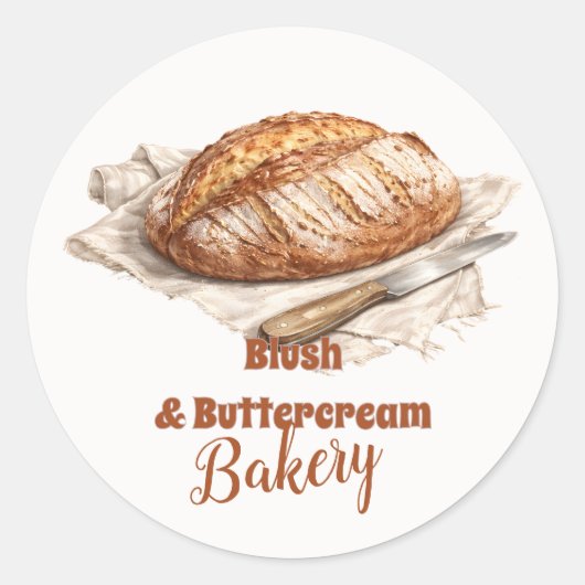 Bakkerij Bedrijf Blush Artisan Brood Ronde Sticker (Voorkant)