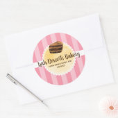 Bakkerij Bedrijfs Roze Gele Cake Verpakking Ronde Sticker (Envelop)