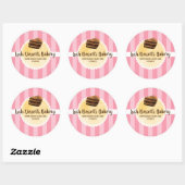 Bakkerij Bedrijfs Roze Gele Cake Verpakking Ronde Sticker (Vel)