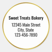 Bakkerij Bedrijfsnaam Goud Wit Zwart Tekst Ronde Sticker (Voorkant)