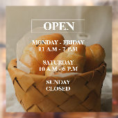 Bakkerij Bedrijfsuren Venster Cling Raamsticker (Vel 2)