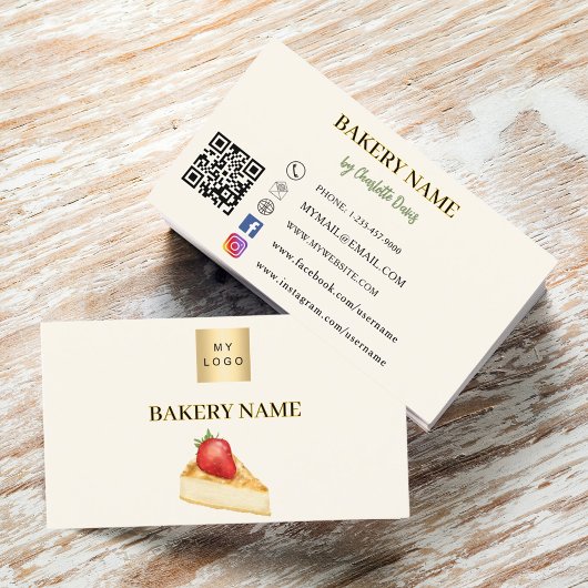 Bakkerij beige cream cake gebak QR code logo Visitekaartje