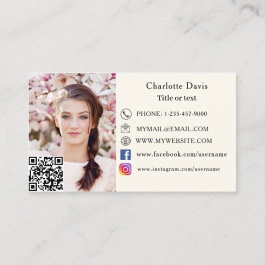 Bakkerij beige crème cake gebak QR code foto Visitekaartje (Achterkant)