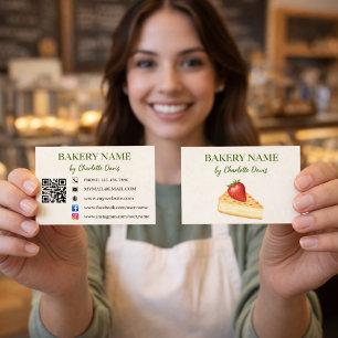 Bakkerij beige crème cake gebak QR code Visitekaartje