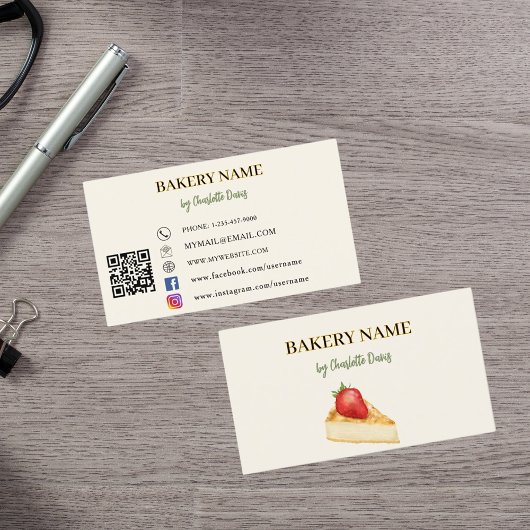 Bakkerij beige crème cake gebak QR code Visitekaartje