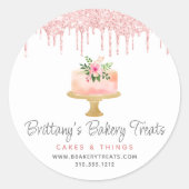 Bakkerij bekert Blush Roze glitter Derip Degebak Ronde Sticker (Voorkant)