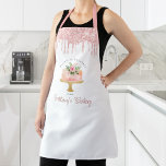 Bakkerij bekert Blush Roze glitter Derip Degebak Schort<br><div class="desc">Hier is een wonderlijke manier om aan het plezier toe te voegen om te bakken, evenals verder uw zaken te bevorderen. Voeg extra glans toe aan je culinaire avonturen wanneer je dit elegante, verfijnde, eenvoudige en moderne schort draag. Een roze waterverf florale cake, handgeschreven scripttypografie en roze glitter drupt een...</div>