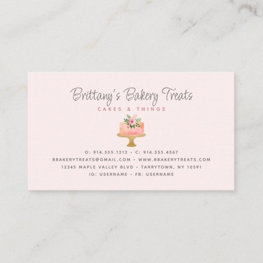 Bakkerij bekert Blush Roze glitter Derip Degebak Visitekaartje (Achterkant)