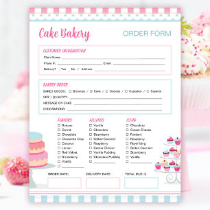 Bakkerij Bestelformulier voor Cakes en Cupcakes No Notitieblok