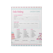 Bakkerij Bestelformulier voor Cakes en Cupcakes No Notitieblok (Linkerzijde)
