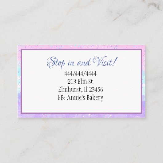 Bakkerij | Birthday Cake Baking Visitekaartje (Achterkant)