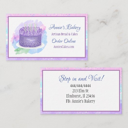 Bakkerij | Birthday Cake Baking Visitekaartje (Voorkant / Achterkant)