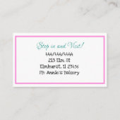 Bakkerij | Birthday Cake | Blauwgroen en roze Visitekaartje (Achterkant)