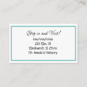 Bakkerij | Birthday Cake | Blauwgroen en zwart Visitekaartje (Achterkant)