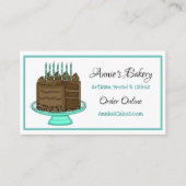 Bakkerij | Birthday Cake | Blauwgroen en zwart Visitekaartje (Voorkant)