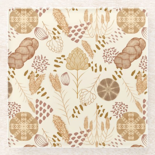 Bakkerij Bliss: Ambachtelijk Brood & Gerst, Beige Glazen Onderzetter (Voorkant)