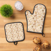 Bakkerij Bliss: Ambachtelijk Brood & Gerst, Beige Ovenwant & Pannenlap Set (Top down)