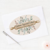 Bakkerij Bloemen Koken Deegroller Blush Rustiek Ovale Sticker (Envelop)