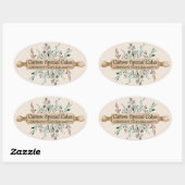 Bakkerij Bloemen Koken Deegroller Blush Rustiek Ovale Sticker (Vel)