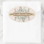 Bakkerij Bloemen Koken Deegroller Blush Rustiek Ovale Sticker (Tas)