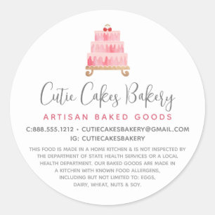 Bakkerij Blush Roze Cake Gebak Chef Dessert Rechte Ronde Sticker